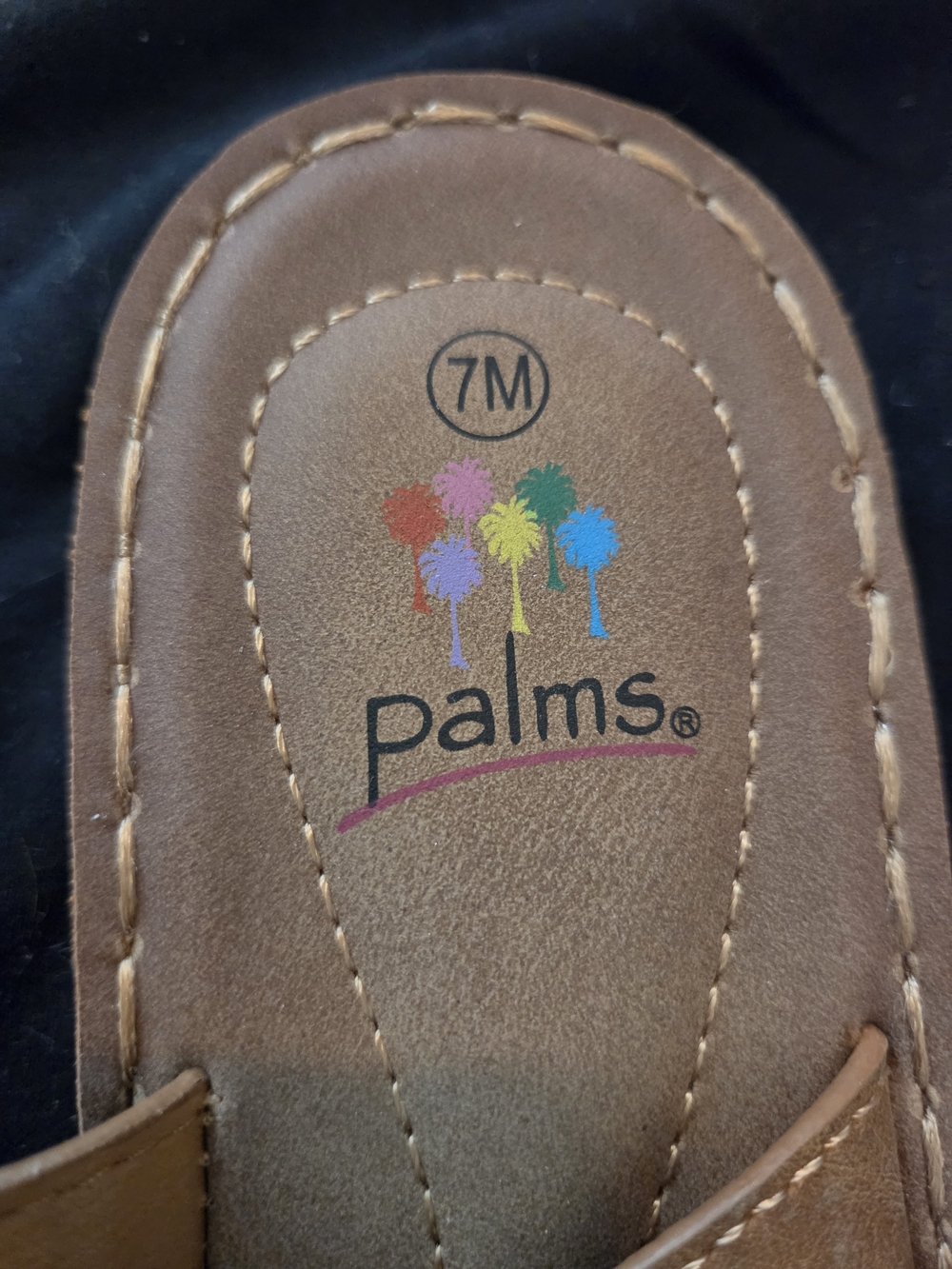 Palms Women's Tan Buckle Slide Sandals - Picture 2 of 3